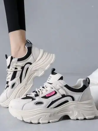 361断码踩屎感运动老爹鞋女款2024年新款春季透气学生体考专用跑黑色