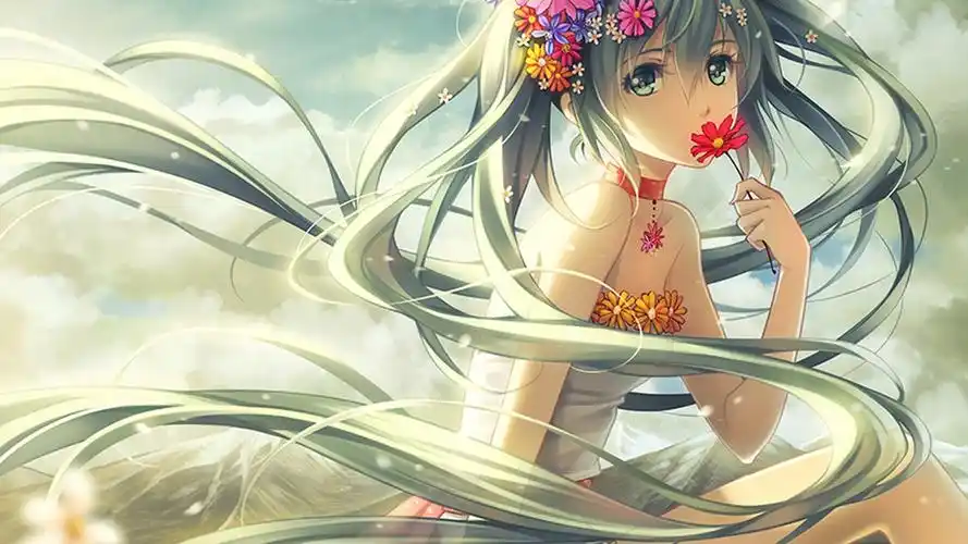 vocaloid初音未来花可爱动漫女孩壁纸壁纸