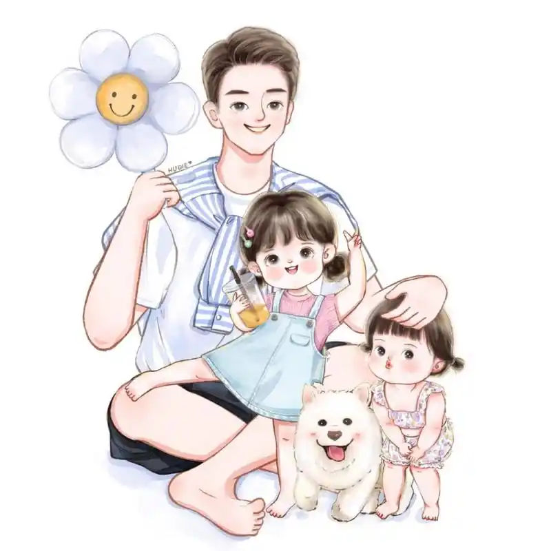 亲子头像～凑齐一家四口 两女儿93