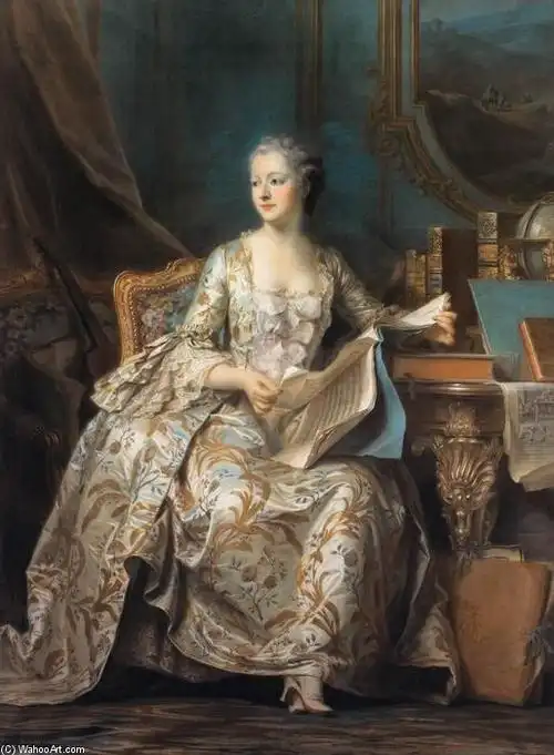 "侯爵夫人蓬巴杜", 彩色粉笔 通过 maurice quentin de la tour (1704