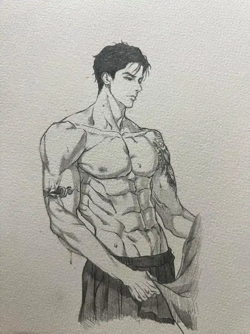 跟着韩漫学画肌肉.期末,好久没更了希望大家喜欢#临摹 #韩 - 抖音