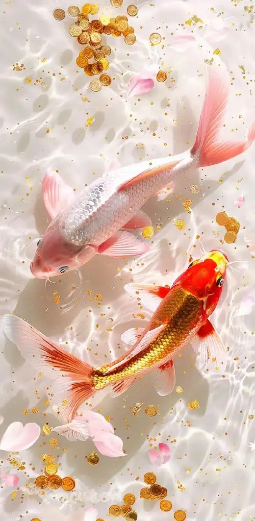 " 鹤啸九天 福满乾坤,鲤鱼戏水 金玉满堂. "  国风系全面屏主题壁纸