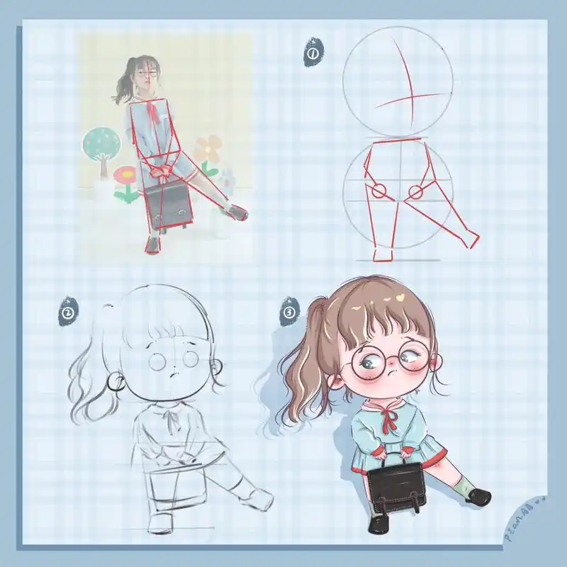 近日简易q版全身合集～集美们画起来吧!#procreate绘 - 抖音