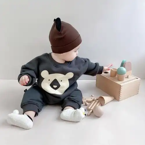 ins风婴儿加绒哈衣连体衣服秋冬季款装网红宝宝可爱超萌洋气外出