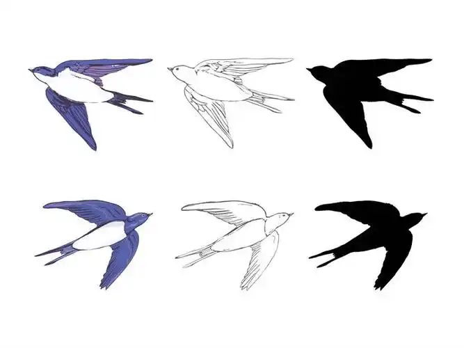 三种手绘风格燕子图片免抠矢量素材