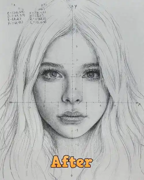 素描人像的黄金分割点上附过程