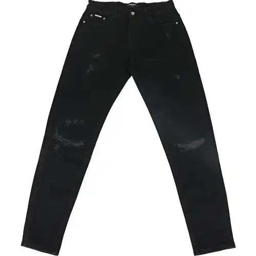 represent黑色刀割破洞裤fear of fog补丁牛仔裤男潮fog长裤裤子 - 叶