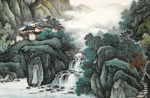 著名画家蒋元发 小六尺吉祥山水《溪山雅居》 - 写意山水画 - 99字画