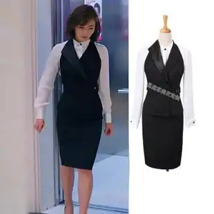 欢乐颂2刘涛安迪同款露背马甲黑半裙职业套装李溪芮李慧珍同款春