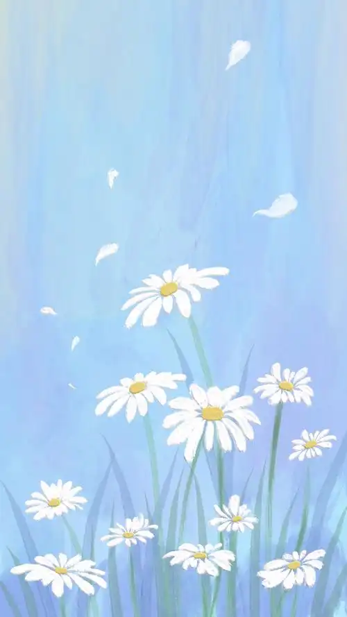 小清新蓝色手绘风油画壁纸