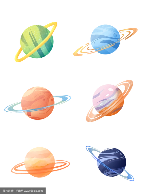 手绘矢量可编辑宇宙星球素材套图