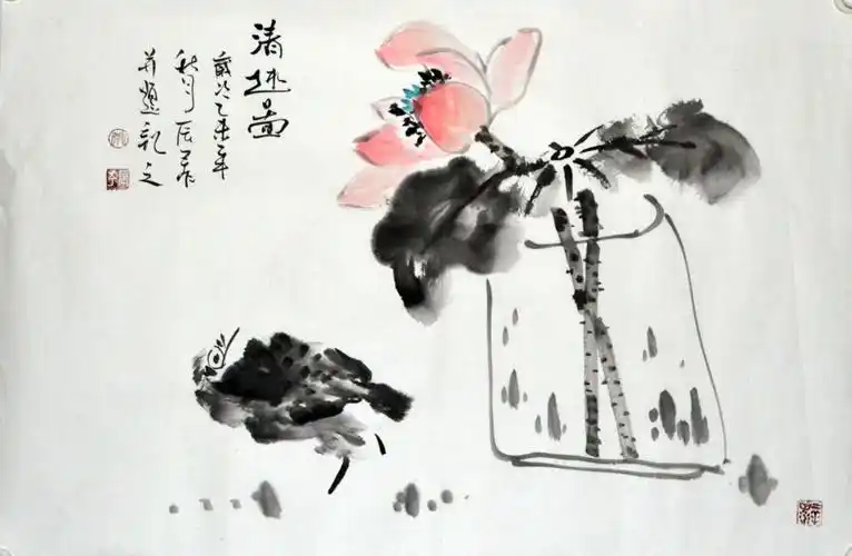 花鸟画原稿手绘书房挂画客厅字画国画花辰荷花国画