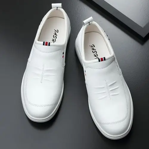 歌爱妮真皮男鞋夏季透气2021新款内增高小白鞋男士休闲白皮鞋板鞋鞋子