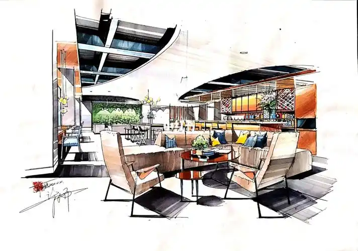 餐饮空间马克笔手绘