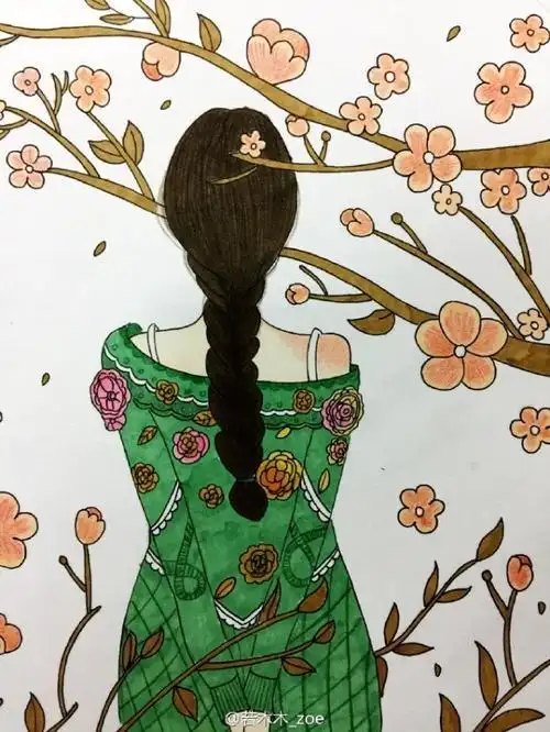 女孩97背影简笔画画个简笔画文化绘画樱花学校人物简笔画樱花下的女孩