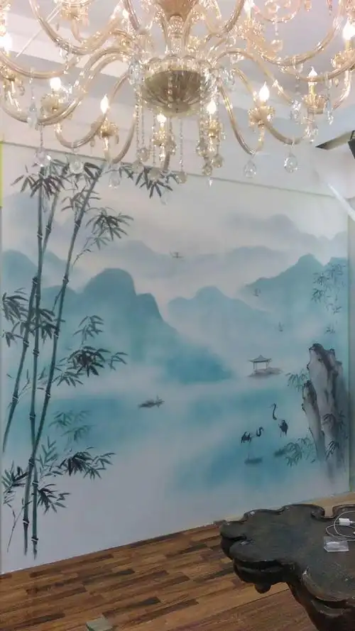 2019年李广深中国画山水手绘墙绘作品欣赏