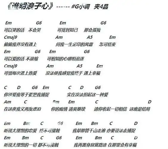 可以爱的话,不退缩.谁明浪子心赵学而歌词大曝光,附带曲谱,值得一看