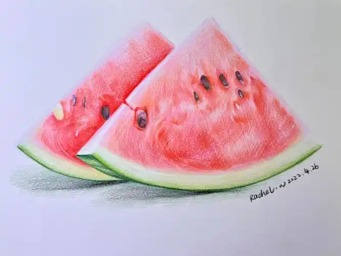 彩铅手绘西瓜附步骤