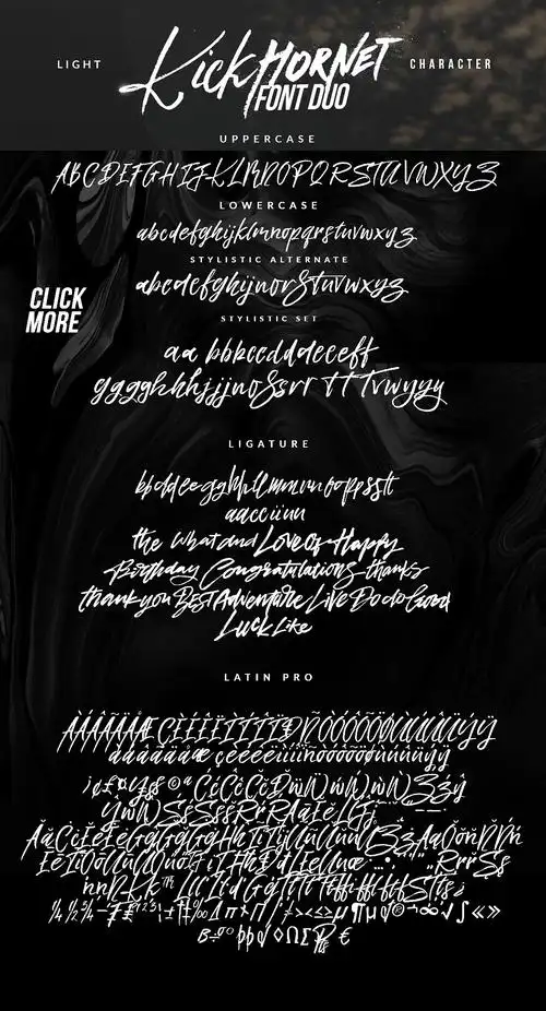 毛笔手写艺术英文字体kickhornet–fontduoextras