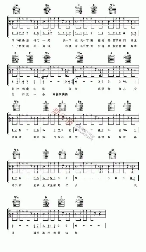 成龙成龙醉拳吉他谱