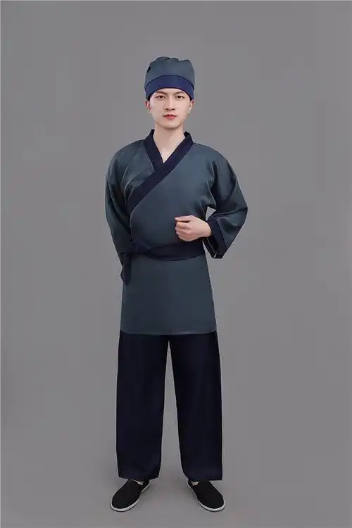 新款店小二平民古装演出成人汉服男农夫家丁仆人书童茶艺馆工作服