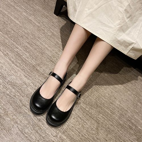 小女孩复古圆头玛丽珍皮鞋女童日系一字春季学生皮鞋