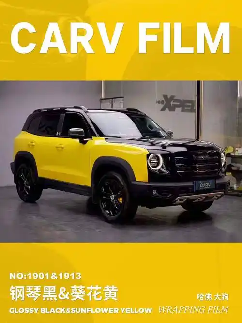 哈弗大狗卡孚改色膜钢琴黑和葵花黄,适合阳光开朗大男孩_黄色_色感