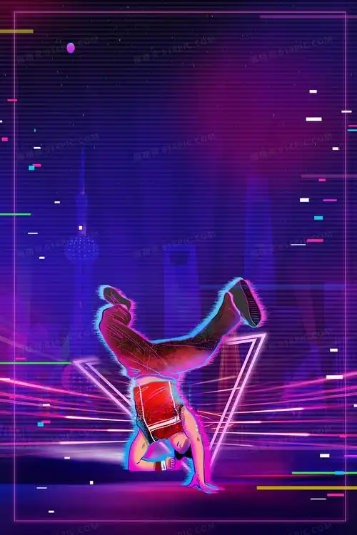 炫彩街舞故障风社团纳新街舞比赛背景