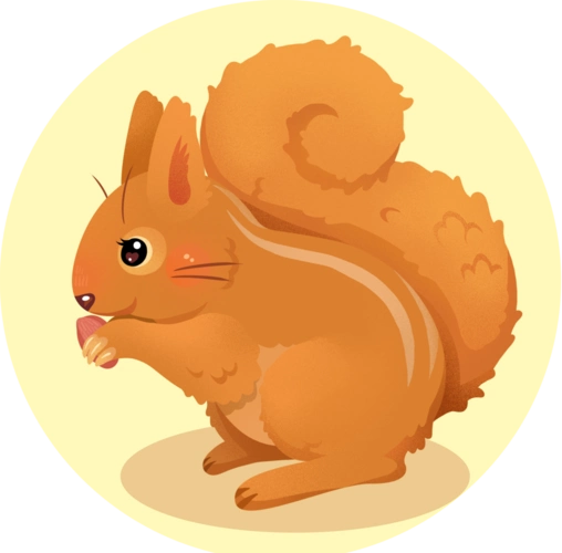 可爱小清新动物小松鼠秋天立秋哺乳动物卡通