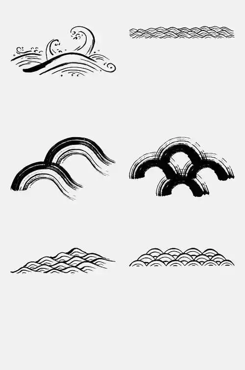 简约线条水波海浪波纹图案免抠素材