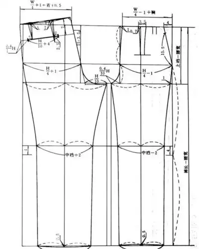休闲裤裁剪纸样