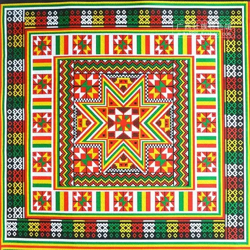 广西瑶族特色八角装饰画民宿酒店布料玄关客厅壮锦