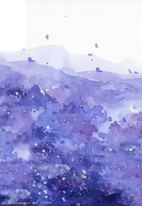 蓝紫色水彩水墨晕染