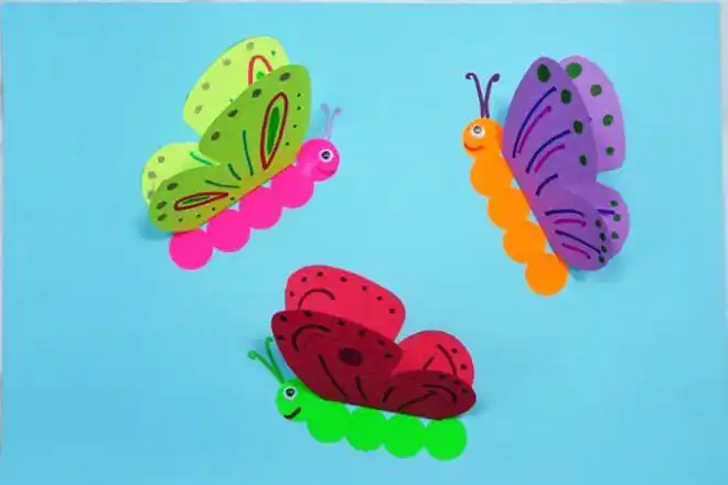 幼儿园春天手工制作卡纸拼贴画立体蝴蝶步骤图解