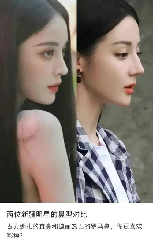 两位新疆美女古力娜扎和迪丽热巴鼻子的对比,谁更优越!