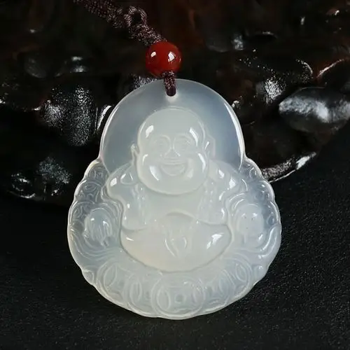 平安玉佛-精品冰种天然玉髓大佛公吊坠(赠编绳)高清实物大图片