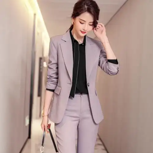 职业套装女大学生面试工作服秋季时尚气质西装主持人律师正装