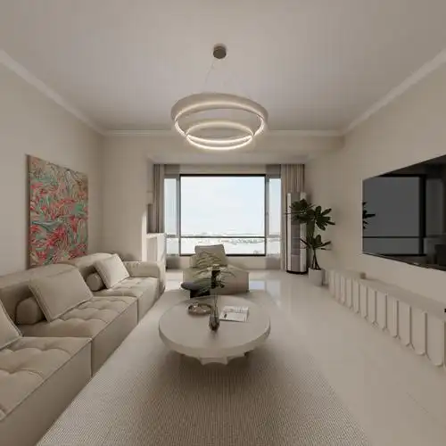 吴爽- 123m²现代奶油风格一层客餐厅装修效果图第5张