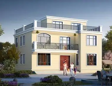 简约农村两层半平屋顶楼房设计图小洋房二层