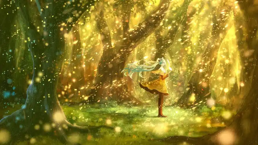 初音未来在白雪皑皑的森林 - vocaloid高清桌面壁纸:宽屏:高清:全屏