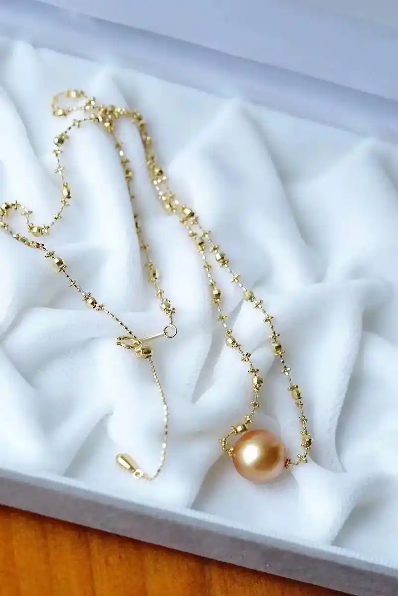 南洋金珍珠锁骨链.南洋金珍珠锁骨链,仙女链,18k金项链,进 - 抖音