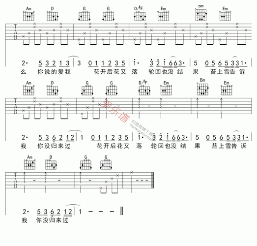 南山忆 吉他简谱