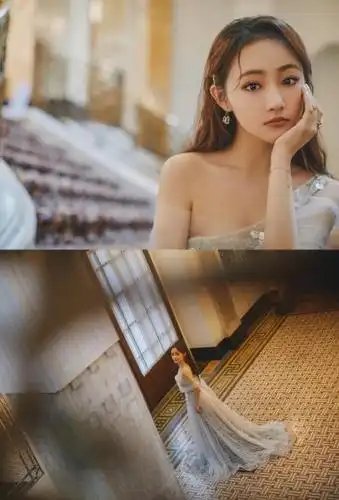 吴佳怡露肩纱裙礼服性感图片写真56