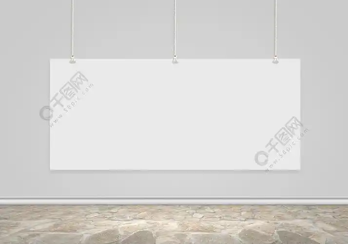 空白的白色横幅垂悬在墙壁上的空白的横幅文字放置