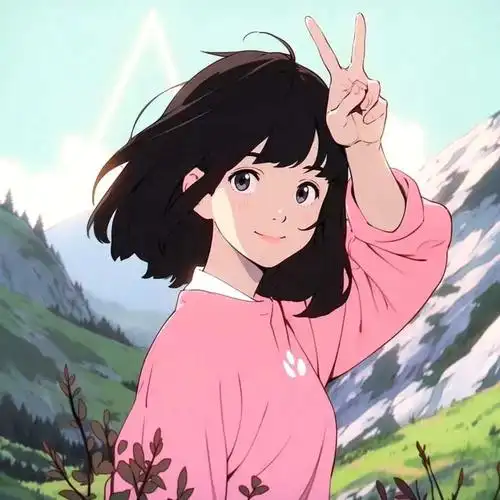 比耶的小女孩头像图片 ai绘画动漫女孩开心的笑比耶女生头像