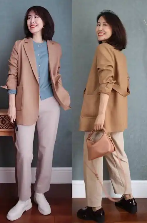 这些小西装穿搭真适合中年女人,优雅干练有格调,休闲通勤都能穿_女士