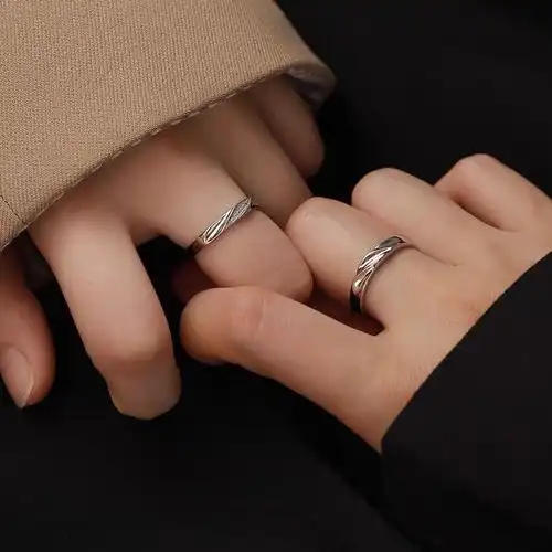 男男对戒太阳月亮情侣戒指银一对简约学生男女异地恋日月星辰对戒刻字