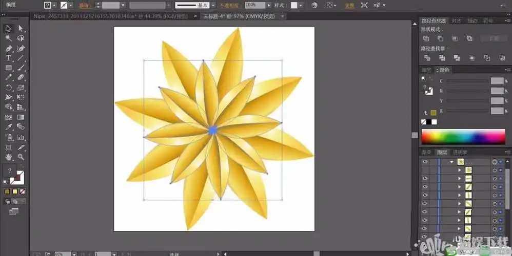 ai画金花矢量图的方法ai怎么画金色的花