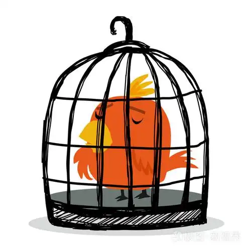 悲伤的鸟关在笼子里