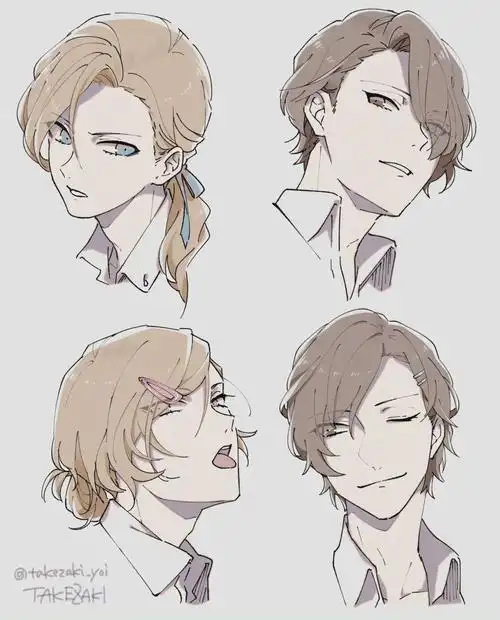 一些关于动漫男生发型参考麻竹绘制练手